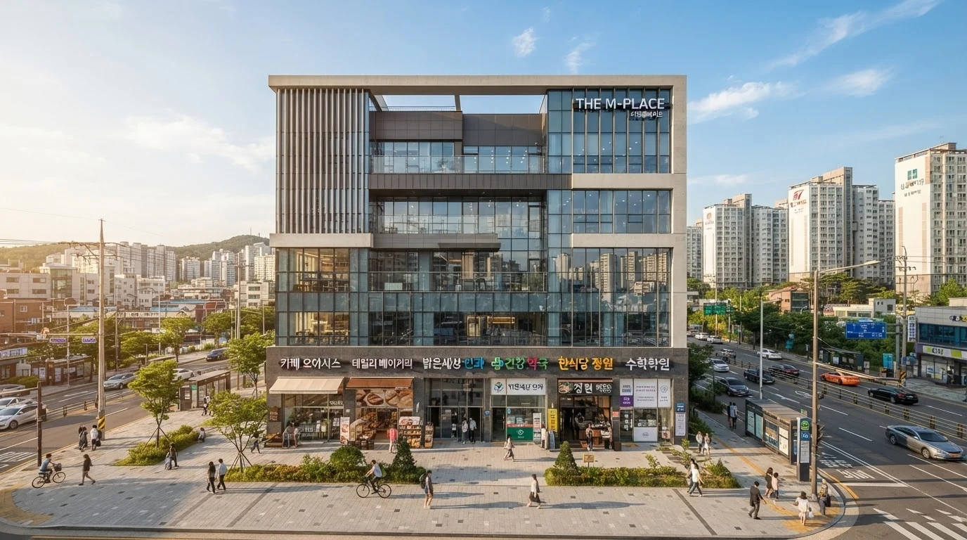 브레인시티 메디스파크 단지 앞 11자 상업지구 — 1~5층 스트리트형 상가 전경
